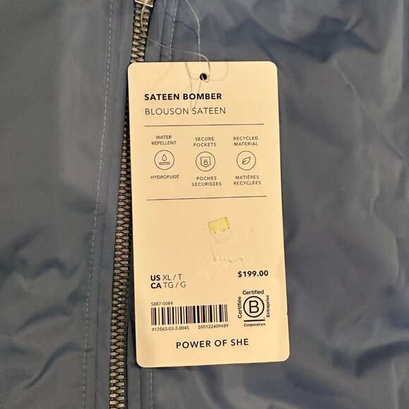ATHLETA WOMENS XL SATEEN BOMBER JACKET NEW BABY BLUE - Picture 5 of 10